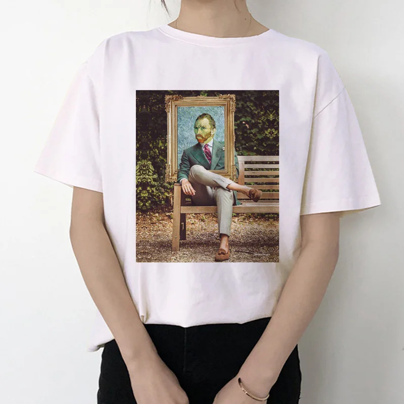 van gogh women t shirt new fashion art print tshirt Meme female clothes aesthetic t-shirt funny Tumblr Grunge grunge top tee - Цвет: 5117