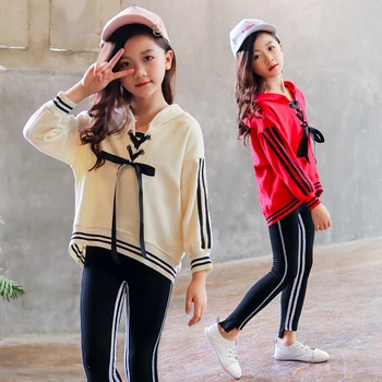 

teenager summer 2020 Tether Kids Girls Clothes Children Hoodies Sweatshirt Skinny Leggings Teen Sports Suits 8 9 10 11 12 years