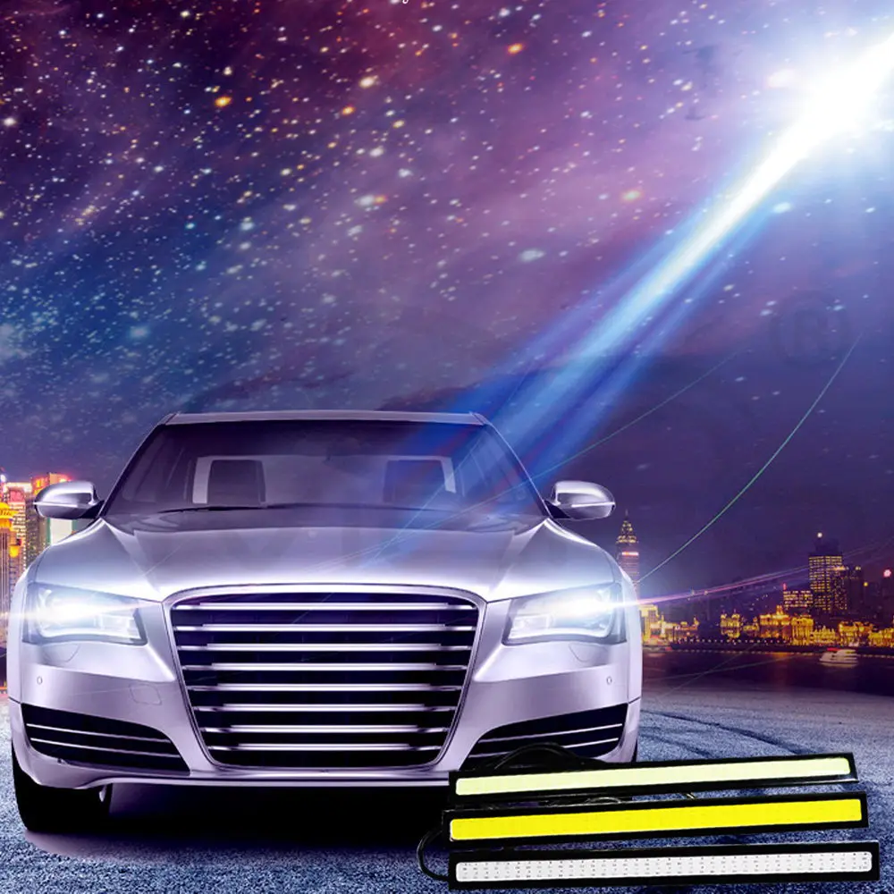 Hviero 1Pcs 17cm Car DRL COB Driving Fog lamp Double Row76Leds Daytime Running lights Auto Waterproof update Ultra Bright LED DC 12V