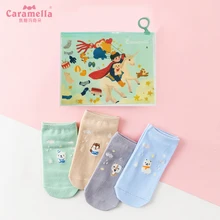 Caramella/4 пар/лот; Новинка; носки для девочек; летние хлопковые милые повседневные короткие дышащие носки с вышивкой; Модные женские носки