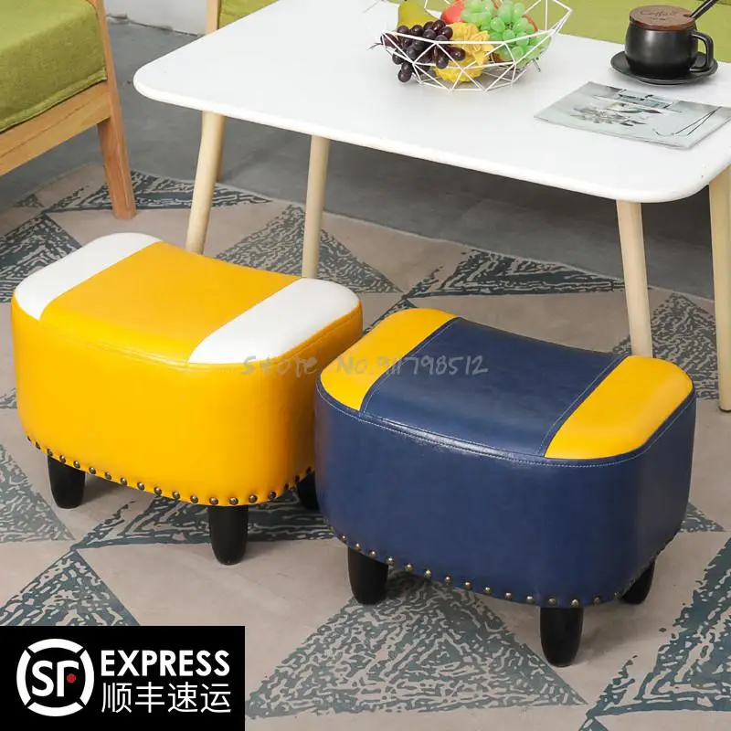 Coffee table stool living room footrest hallway shoe change creative sofa low leather home entrance American foot sm | Мебель