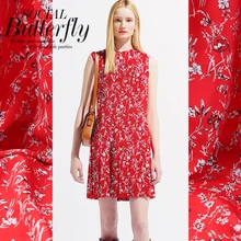 19 летний цвет цифровой печати крепдешин бренд ткань платье 114 см Ширина 16momme модная ткань Diy Seiwng Горячая