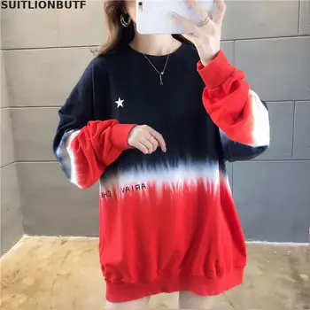 

2xl Loose Letter Printing Gradient Sweatshirts Pullover Casual O-neck Long Sleeve Korean Streetwear 2019 Autumn Coat SUITLIONBUf