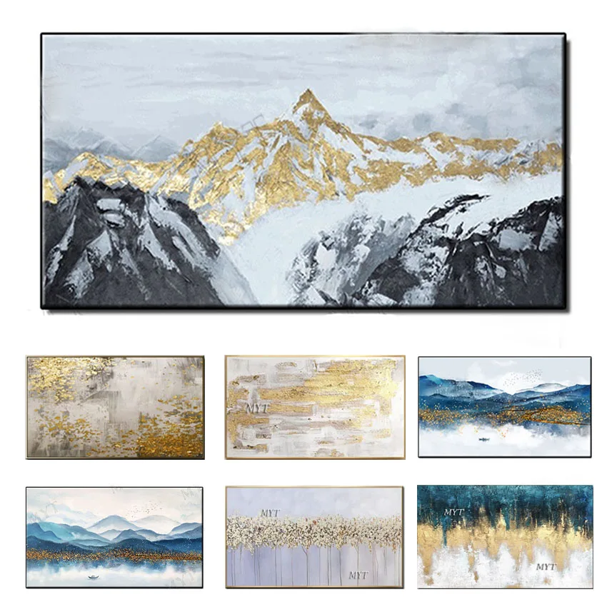100% hand-painted oil painting, gold leaf mountain abstract modern art murals, for the living room decoration 100% hand-painted oil painting, gold leaf mountain abstract modern art murals, for the living room decoration