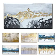 100% hand-painted oil painting, gold leaf mountain abstract modern art murals, for the living room decoration