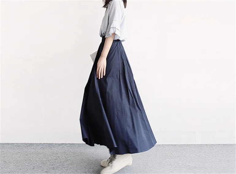 Плюс размер Весенняя женская юбка Осенняя хлопковая льняная Женская модная винтажная длинная юбка с эластичной талией корейские юбки 5XL 6XL 7XL