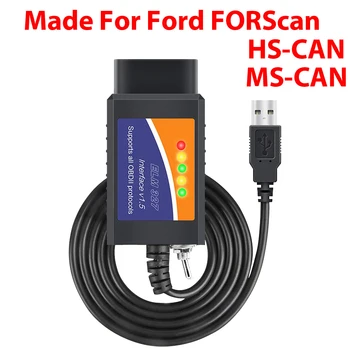 

Automobile ELM327 USB OBD2 OBDII Code Reader Scan Tools for Ford HS-CAN/MS-CAN Switch Forscan ELM 327 OBD 2 Car Diagnostic Tool