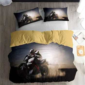 

HELENGILI 3D Bedding Set Motorcycle Print Duvet Cover Set Bedcloth with Pillowcase Bed Set Home Textiles #MTC-04