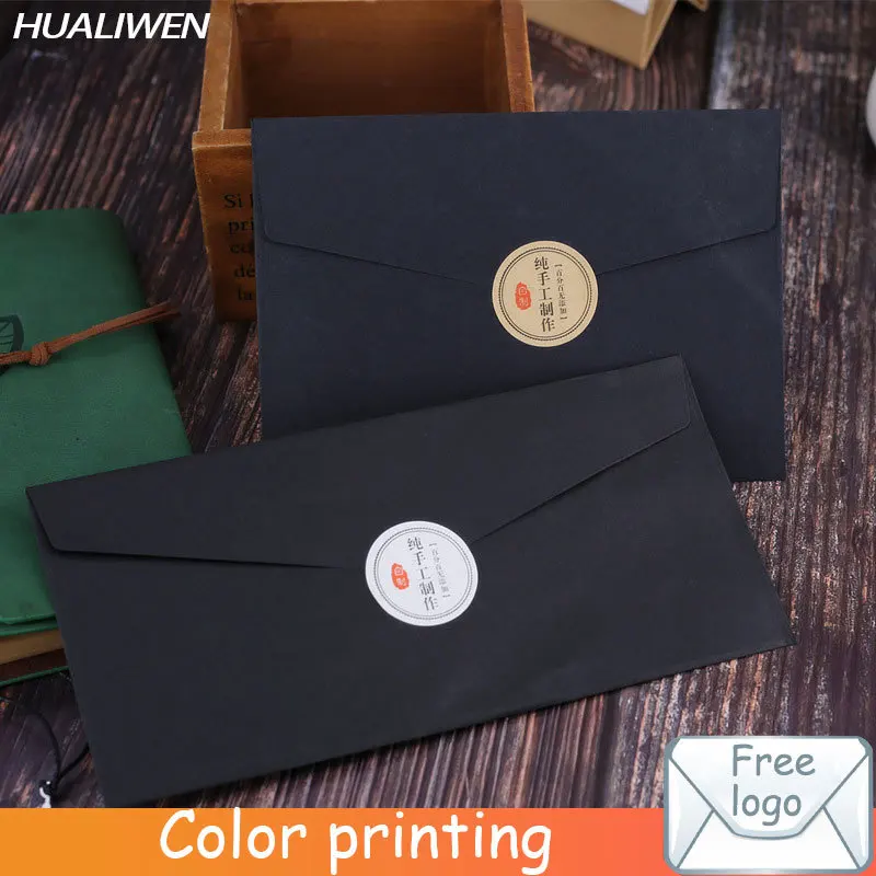 10PCS Classical White Black Kraft Paper Blank Paper Window Envelope Wedding Invitation Envelope Gift Envelope