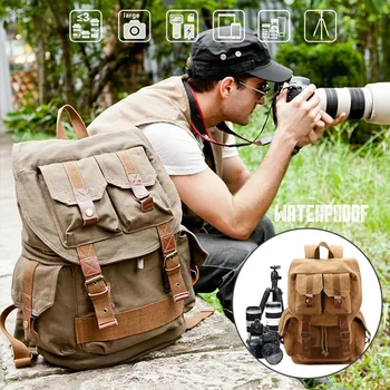 

Canvas Waterproof Photography Bag Outdoor Wear-resistant Large Photo Camera Backpack Men for Fujifilm Nikon Canon Sony