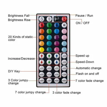 

5M RGB 5050 Waterproof LED Strip Light SMD 44 Key US Remote 12V Power Full Kit LED Light Srtip Indoor/Outdoor Strip Light
