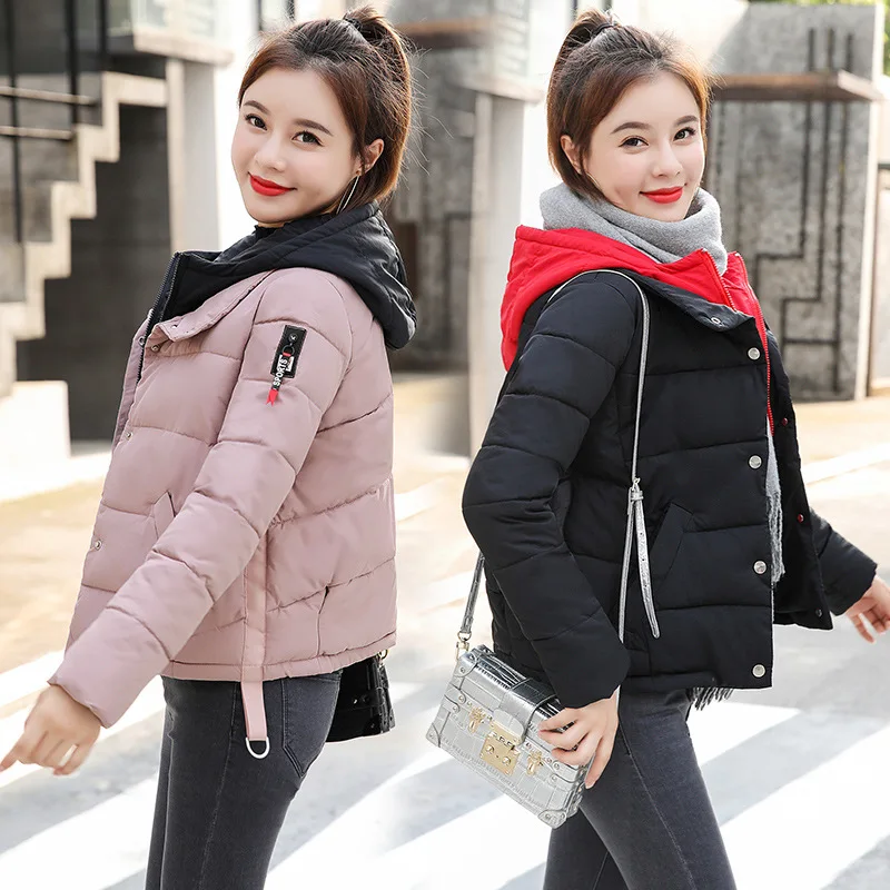 

2019 Winter New Style down Coat Cotton-padded Clothes Women's Short Hooded down Jacket Cotton-padded Clothes Women's Warm Cold P