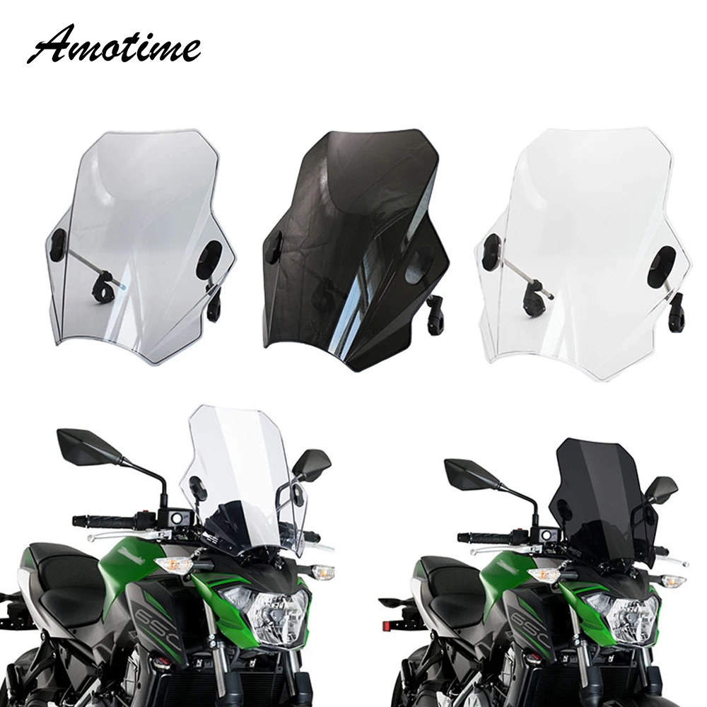 For KAWASAKI SUZUKI YAMAHA HONDA BMW Universal Motorcycle Windscreen Windshield Covers Screen Smoke Lens Motorbikes Deflector