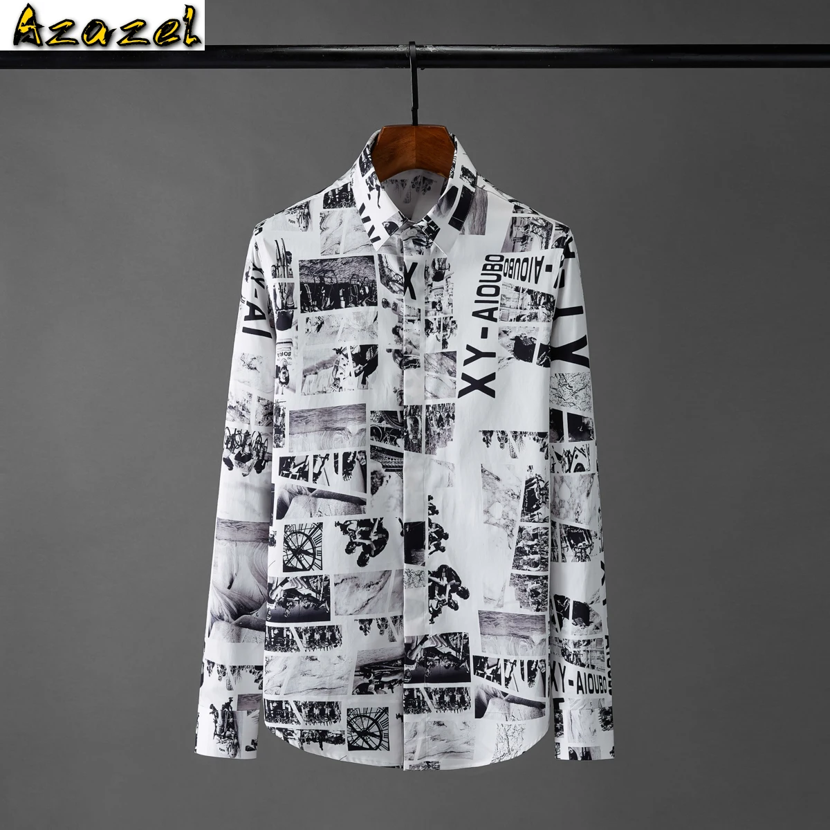 

Azazel Mens Shirts High Quality Long Sleeve All Printed Party Mens Dress Shirts Plus Size 4xl Fashion Slim Fit Casual Man Shirts