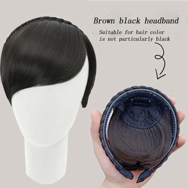 AOOSOO термостойкие синтетические волосы аккуратная бахрома с рядом косички тупые челки Наращивание волос 2 вида стилей - Цвет: brown black