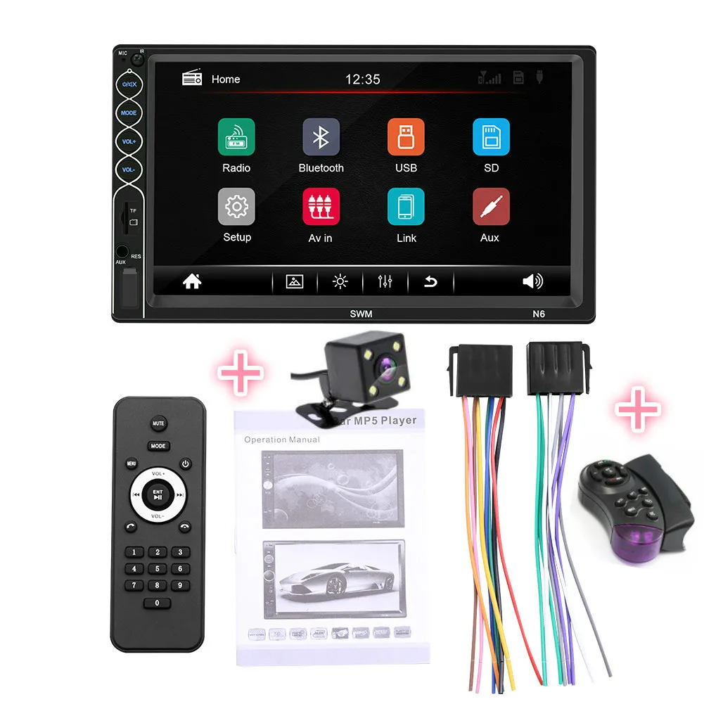 control and camera Автомобильный радиоприемник, общие модели 2 Din с управлением зеркалами, 7 дюймов, ЖК-экран, Bluetooth стерео камера заднего вида - Цвет: control and camera