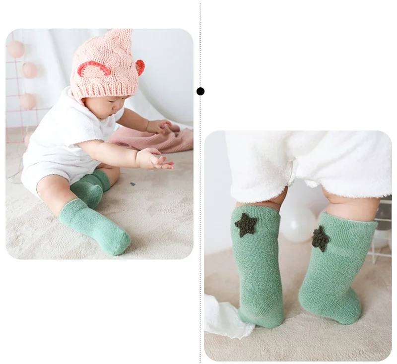 Носки для новорожденных зимние мягкие теплые Skarpetki/Kawaii/флисовые Носки с героями мультфильмов, одежда для маленьких девочек гетры, От 0 до 3 лет, длинные носки
