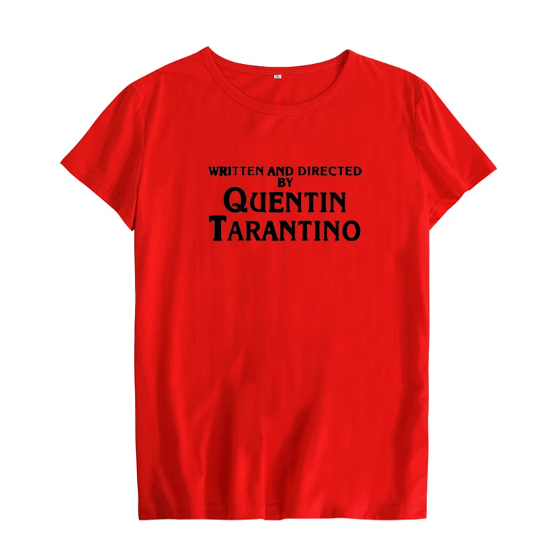 Женская футболка, хипстер, черно-белая, с принтом Квентина Тарантино, женская одежда, модные хлопковые футболки с буквенным принтом, футболка для мужчин - Цвет: red-black