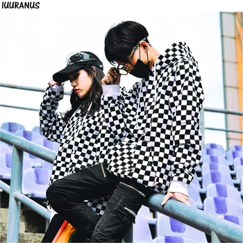 

Fashion Zipper Hoodies Sweatshirts Men Women Casual Streetwear Autumn Winter Outer Coat Pullovers Plaid Sweatshirt