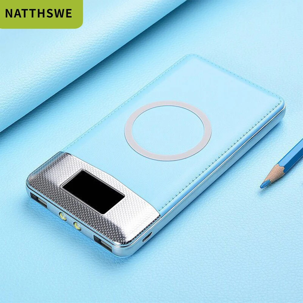 NATTHSWE Qi Беспроводная зарядка Utral-thin Mini 30000 емкость Быстрая зарядка Мобильный Внешний аккумулятор портативный внешний аккумулятор Двойной USB