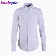 Мужская рубашка с воротником и вышивкой змеи, новинка, брендовая модная однотонная черная белая приталенная Повседневная рубашка, деловая Мужская одежда, рубашки M-4XL