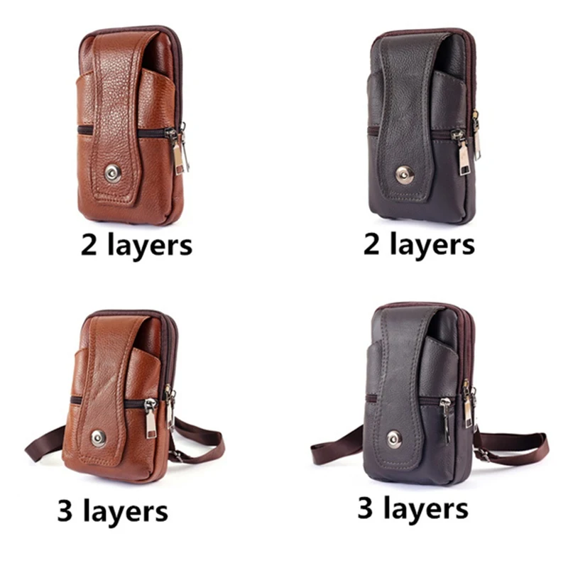 

Men's Leather Waist Bag Small Mobile Phone Pack Bags Hips Bag Belt Waist Bag Fanny Pack Cross Body Genuine leather Men Belt Bags