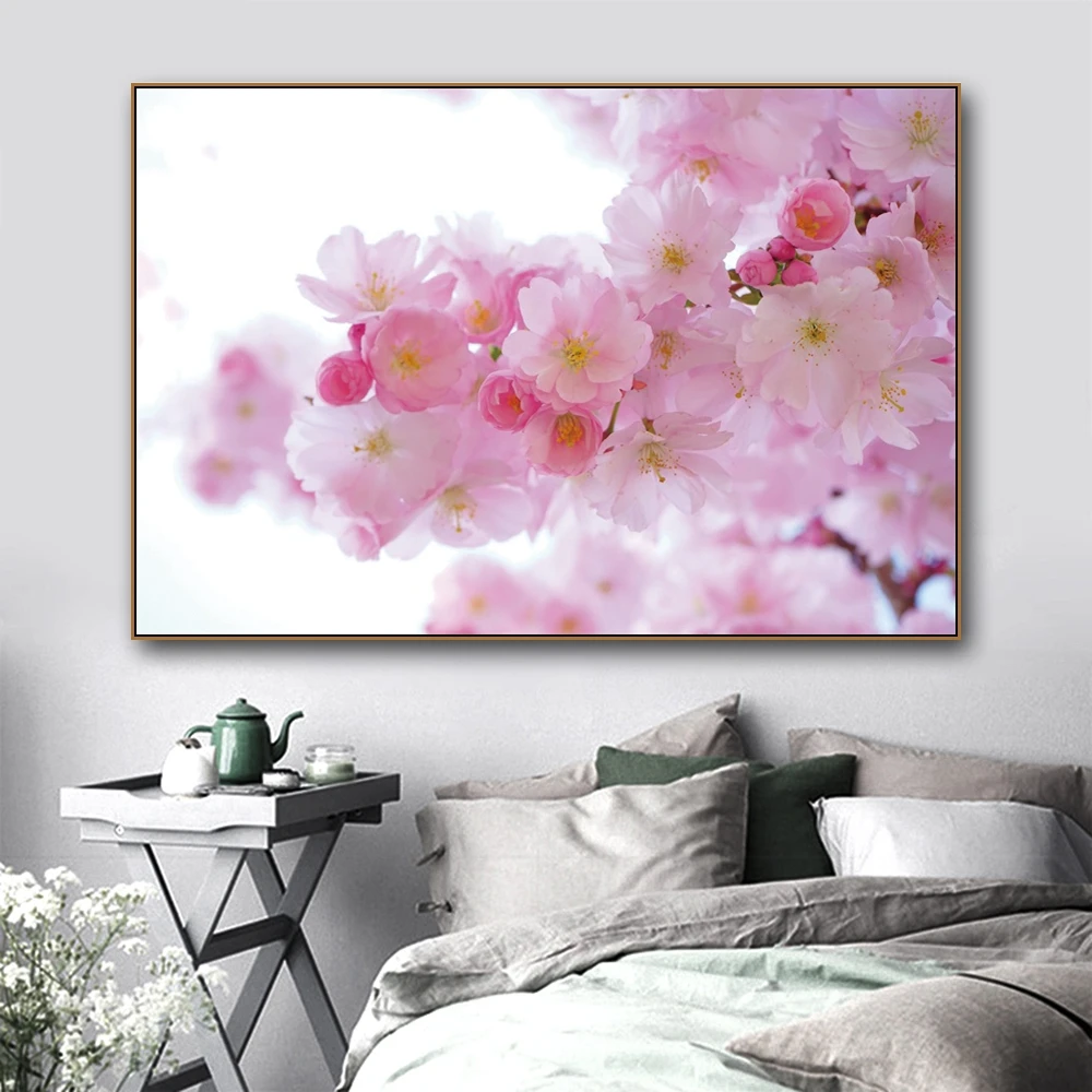 

Cherry Blossoms Canvas Painting Modern Prints Art Posters Prints Green Art Wall Pictures Living Room Bedroom Unframed Poster