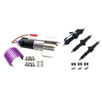 

2 Set RC Car Parts for Wpl: 1 Pcs Upgraded Metal Transfer Gear Box with 370 Motor & 1 Set Rear Bridge Axle Set