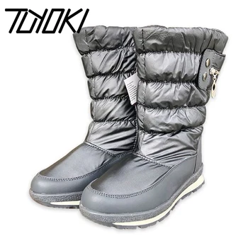 

Tuyoki 4 Color Snow Boots For Women Solid Color Zipper Mid Calf Boots Winter Warm With Fur Outdoor Women Footwear Size 33-38