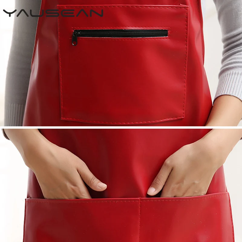New Hot Fashion Lady Men Leather High-grade Kitchen Apron For Cooking Baking Restaurant Women PU Waterproof pinafore Home tools