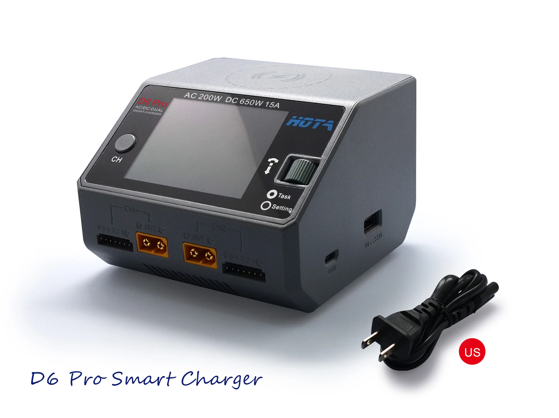 HOTA D6 Pro Gray AC 200W DC 2X325W 2X15A Battery Charger Discharger For NiZn Nicd NiMH
