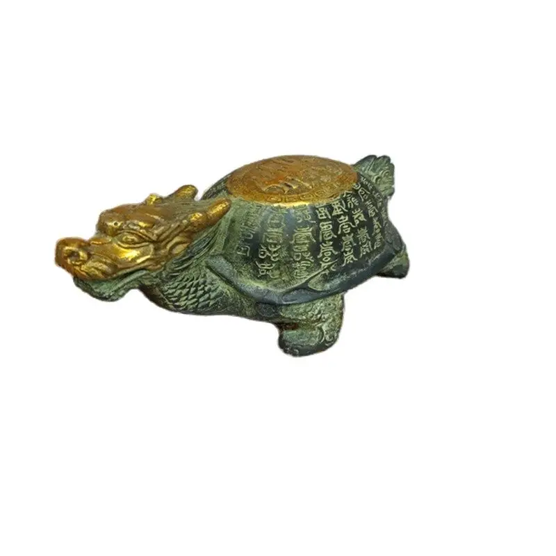 

Antique gilded longevity dragon turtle collection of copper ornaments
