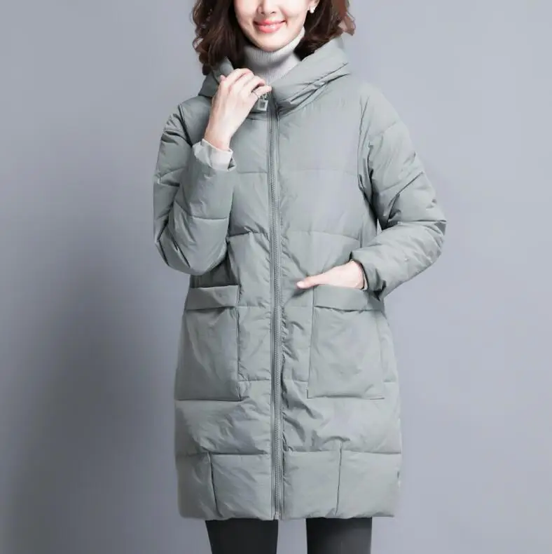 Tide Autumn And Winter Women Cotton New Slim Hooded Coats Casual Cotton Pockets Jacket Fashion Thicken Parkas Women - Цвет: Photo Color