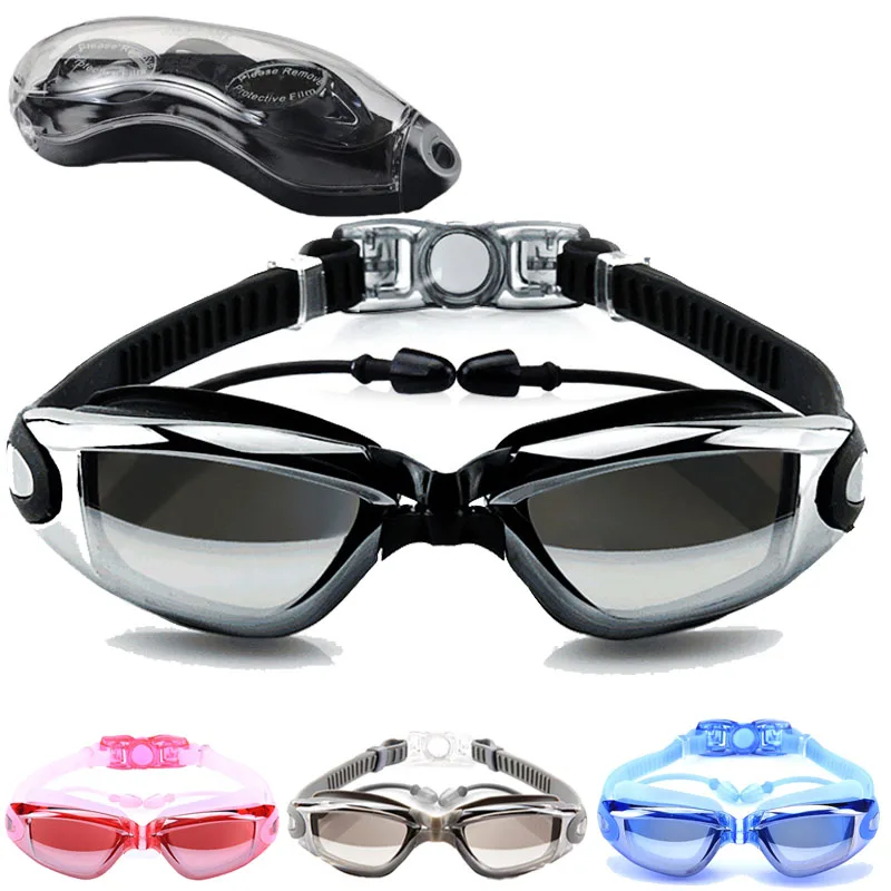 

Diopter Swimming Googles Anti fog Waterproof Swim Eyewear for Adult Diving Goggles with Earplugs