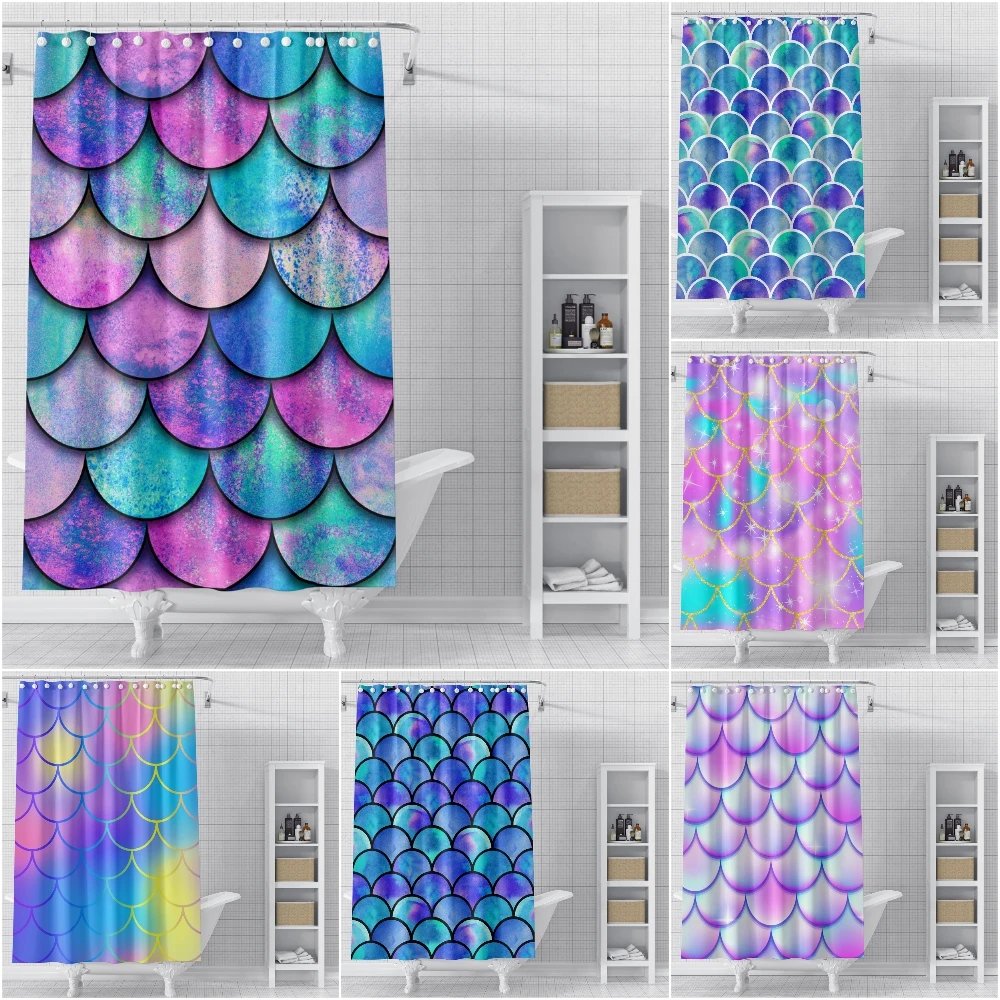 Colored Mermaid Fish Scale Bathroom Curtain Japanese Magic Shower