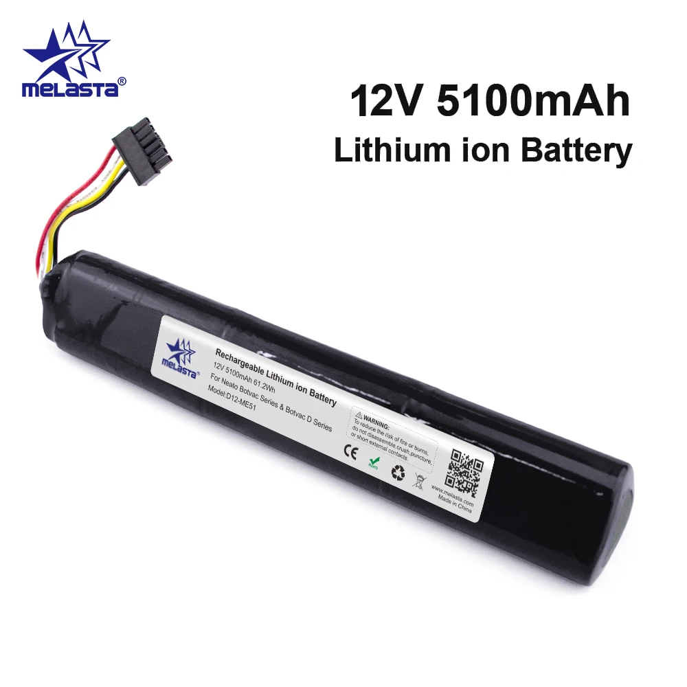 Melasta 12V 5100mAh Li-ion Replacement Battery for Neato Botvac D Series & Neato Botvac 70e 75 D75 80 85 D80 D85 Vacuum Cleaner
