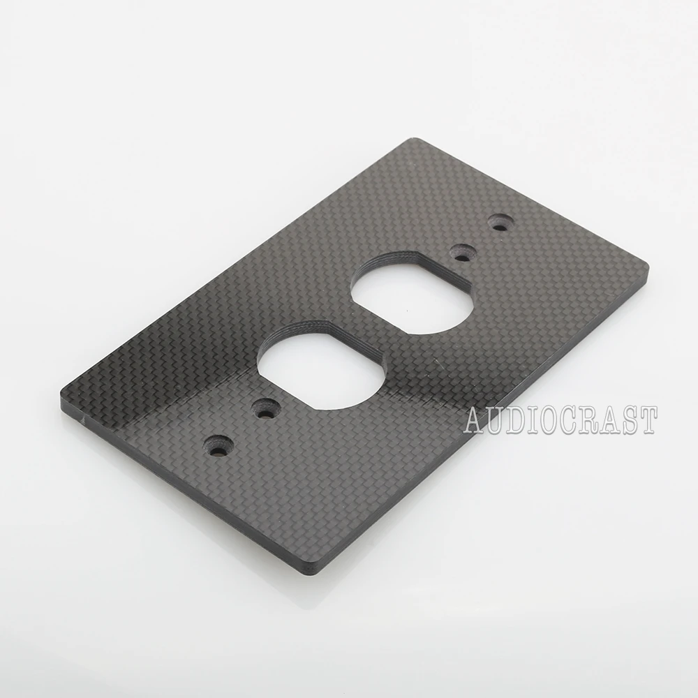 1x HiFi Carbon Fiber AC Power Duple Receptacles Wall socket Outlet Cover Plate