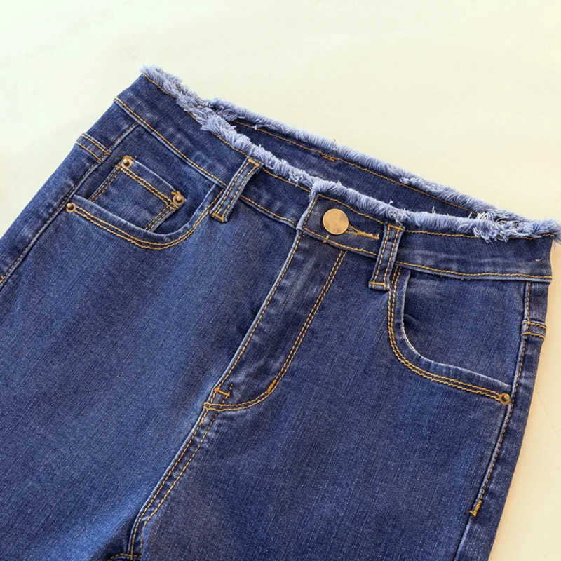 Большие размеры 4XL Высокая талия черные Синие Серые женские узкие джинсы рваные джинсы для мамы женские Стрейчевые женские джинсы femme