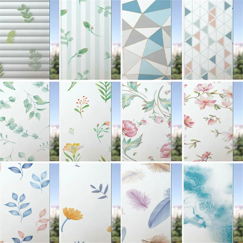 

Pastoral Flower Pattern Balcony Shading Window Frosted Sticker Window Sill Bedroom Opaque Living Room Bathroom Glass Film