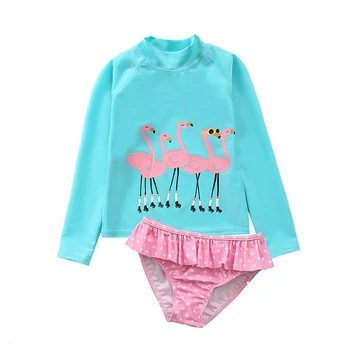 

Plus Size 15 Colors New Cute Girls Swimsuit Two Pieces Set Print Tops + Bikini Shorts Sunscreen Surf Kids Beachwear S01701K