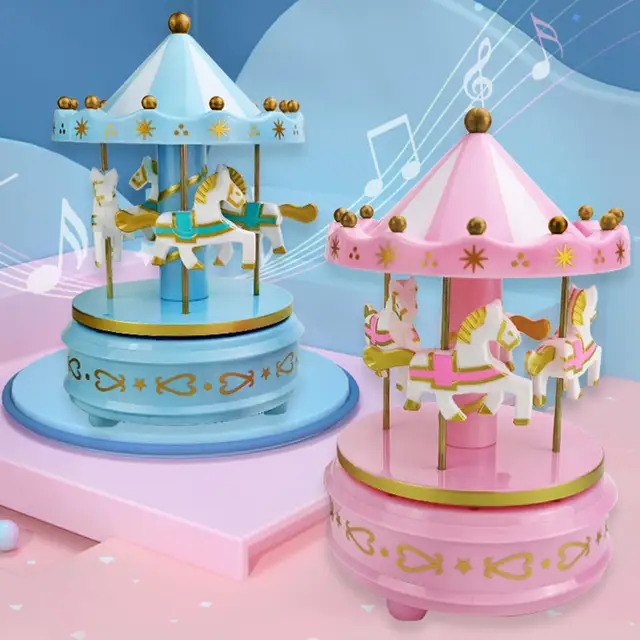 Cute Merry-Go-Round Carousels Music Box Birthday Present Ornament Decoration Parent-child Interactive Funny Game Kids Toys Gifts 1