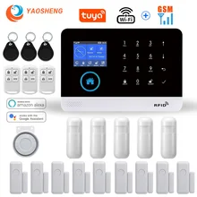 Wi fi sem fio gsm sistema de alarme de segurança em casa para tuya vida inteligente app com sensor de movimento detector compatível com alexa & google