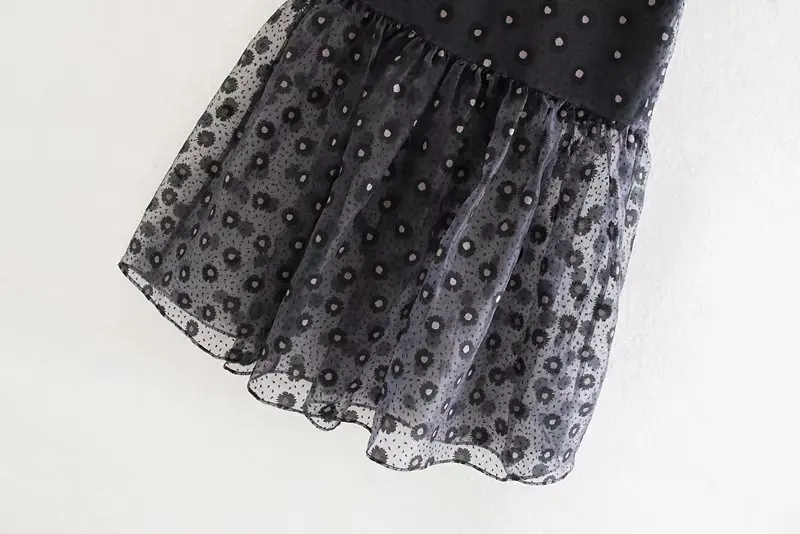Прозрачная сетчатая пряжа юбки высокая талия сплайсированные длинные юбки женские горошек печать Корейская одежда