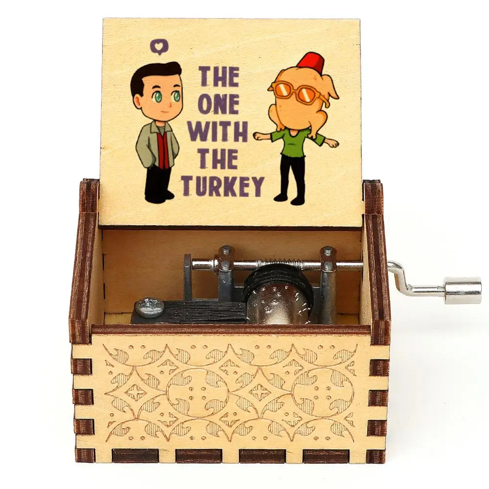 Hot Wooden 3D Printed Music Box Antique Carved Music Box Friends Theme Birthday Gift Christmas Gift