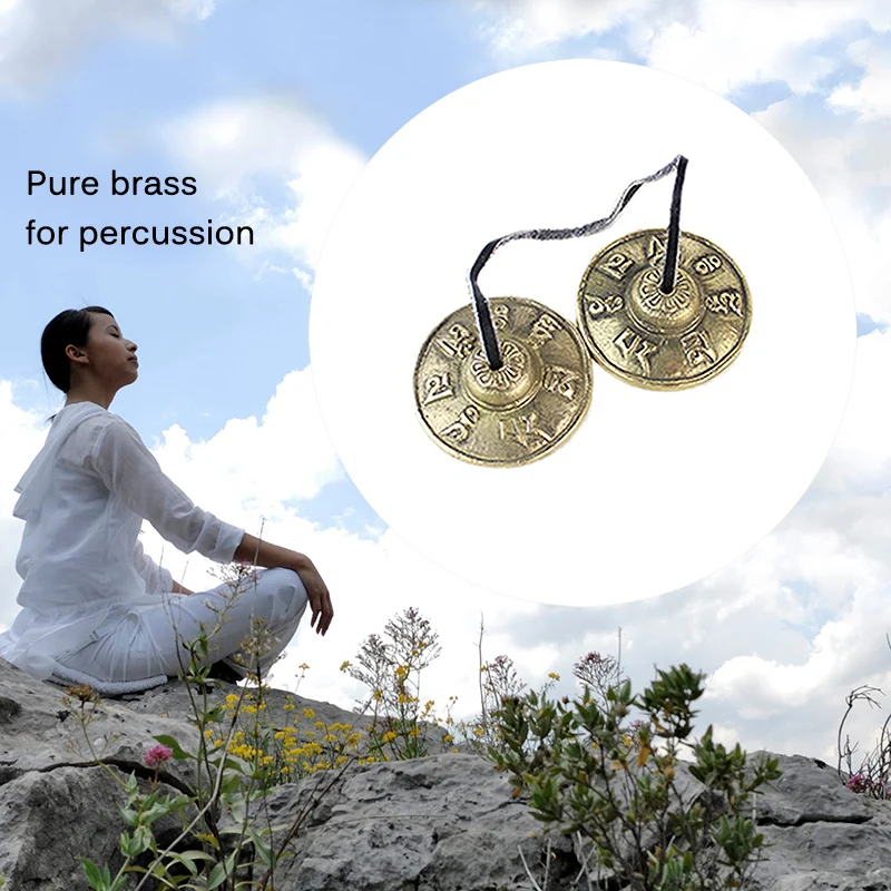 1 Pair Yoga Cymbal Bell Cymbals Brass Chimes Tibetan Buddhist Style Tingsha Meditation Yoga Accessory Instrument Cymbals Gift