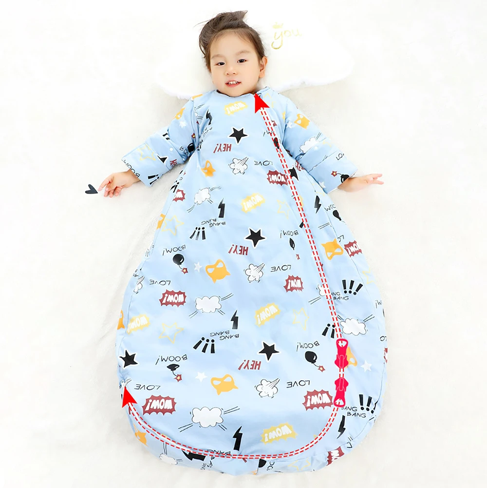 Sleeping Bag For Children 2.5Tog Baby Sleeping Bag Winter Thick Detachable Sleeves Anti-Kick Blanket Infant Quilt Sleepwear 3