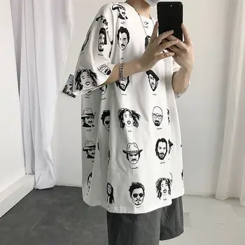 

Men's T-shirt 2020 summer new slim solid color hip-hop print five-point sleeve T-shirt loose casual personality youth men's wear