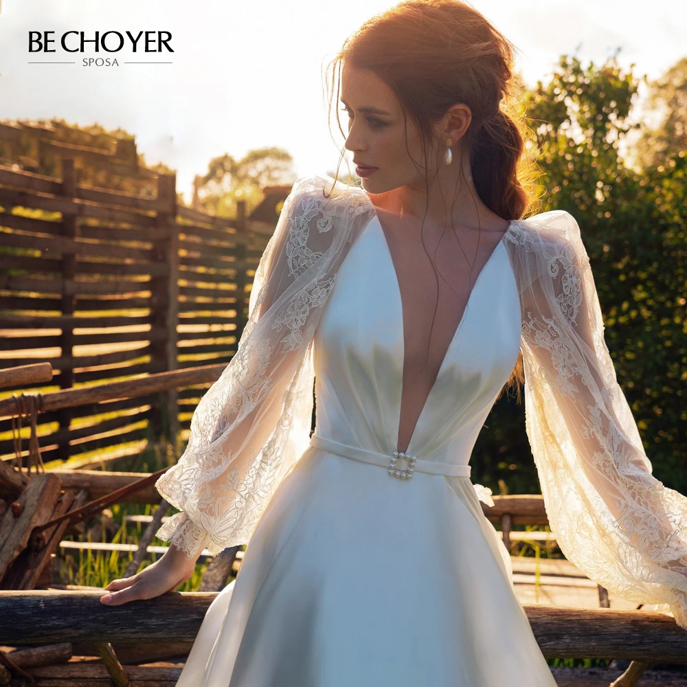Vestido de Noiva винтажное атласное свадебное платье трапециевидной формы с v образным