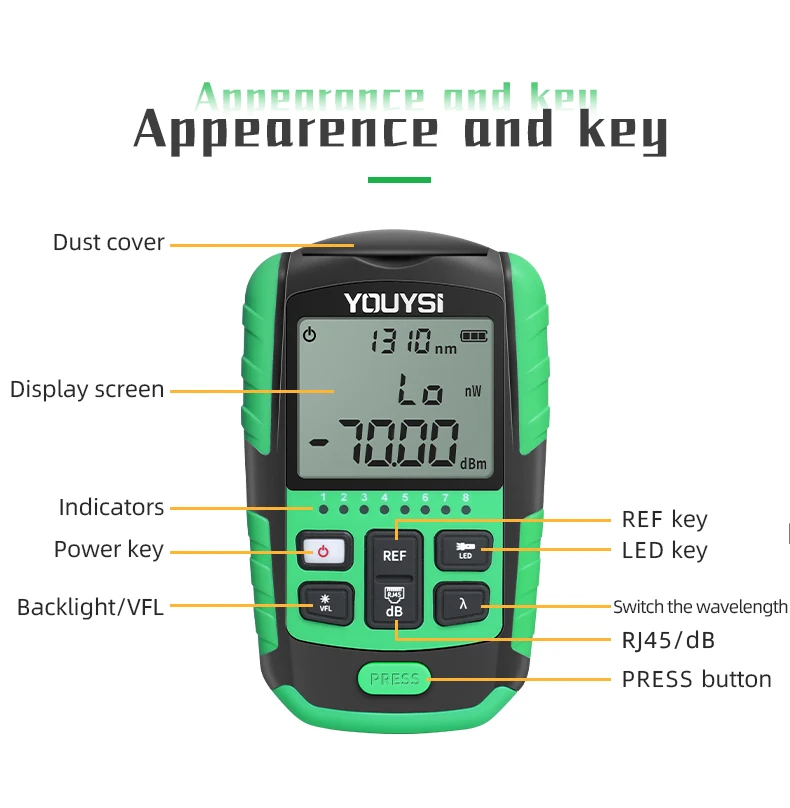 Optical Fiber Power Meter 2021 NEW 4 in1 5G 10 Wavelength Visual Fault Locator Network Cable Test Optical Fiber Tester OPM VFL fiber optic equipments