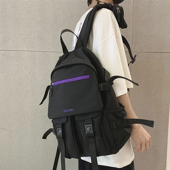 

Tide Street Women's Backpack 2020 Men School Bag for Teenage Girl Boy Korean Casual Large-capacity Female Backpack Student Black